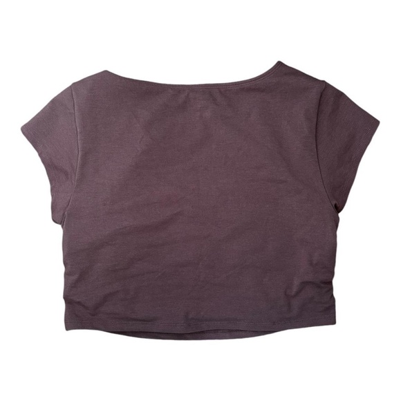 old navy brown cropped top with ruched sides - Picture 2 of 4